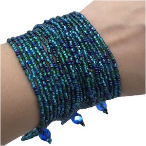 Handmade Beaded‎ Bracelet Blue Green Turquoise Beads